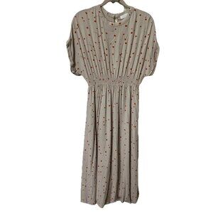 Oak & Fort Midi Dress Womens M Polka Dot Cottagecore Boho Neutral Prairie